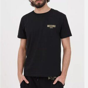 Moschino Swim Black Short Sleeve Leopard Logo Tshirt Mens Size Large L